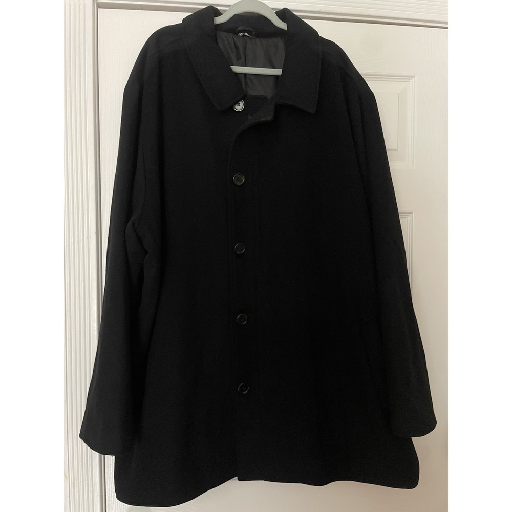 Oak Hill Men 3XLT Coat Black Wool Blend Full Zip Button Classic Jacket 54L/56L - Picture 2 of 12